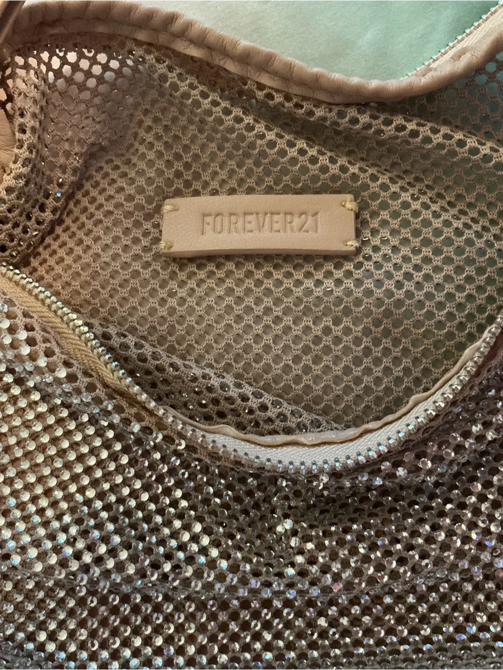 Forever 21 Rhinestone Silver Crystal Mesh Shoulder Bag NWOT